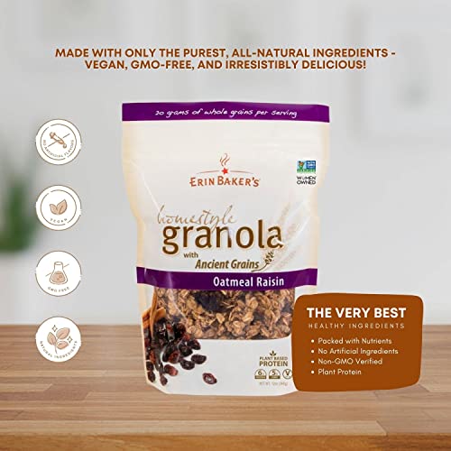 Erin Bakers Homestyle Granola, Oatmeal Raisin, Ancient Grains, ...