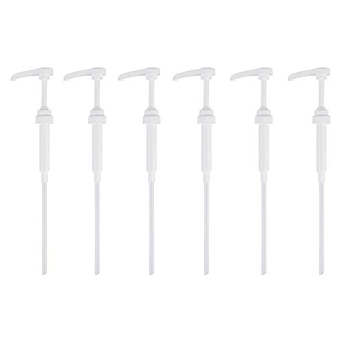 Espresso Supply 14Inch Syrup Bottle Pump 750Ml Set Of 6, White