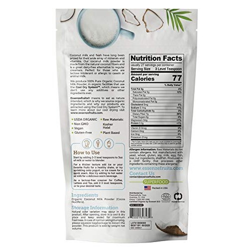 Essenzefruits Pure Organic Coconut Milk Powder - Premium Maltode...