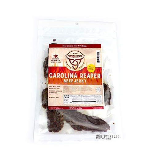 Mission Meats Carolina Reaper Grass-Fed Beef Jerky Hand Crafted