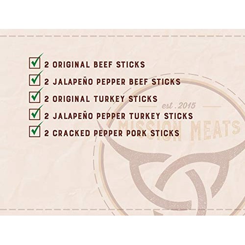 Mission Meats Gift Box Variety Box Beef Sticks Turkey Sticks Por