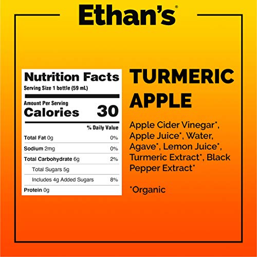 Ethan’S Daily Detox Shot, Turmeric Apple Flavor, Acv Supplement,