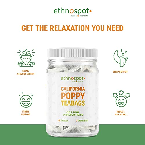California Poppy Tea - Pure California Poppy Teabags - 100% Natu...