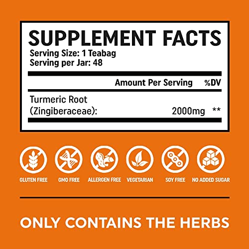 Turmeric Root Teabags - Pure Turmeric Tea - 100% Natural Herbal ...