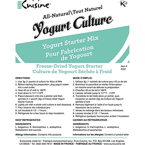 Euro Cuisine Ri52 All Natural Yogurt Culture 2-5Gr Packet With