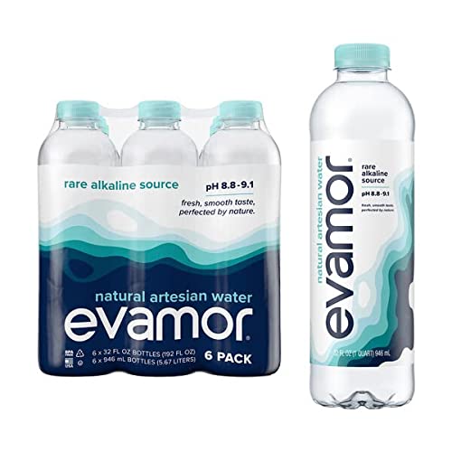 Evamor Natural Alkaline Artesian Water, 32-oz Bottles Pack of 6