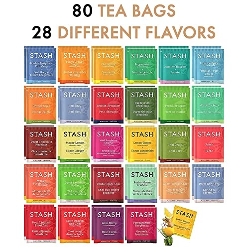 Stash Tea Bags Sampler Assortment Box 80 Count 28 Flavors Perf...