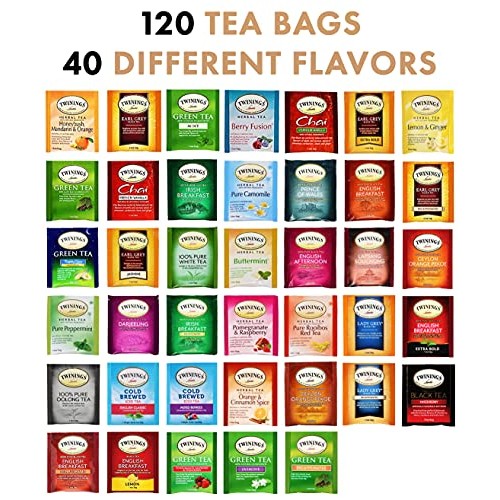 Twinings Tea Bags Sampler In Big Size Bamboo Tea Bag Organizer