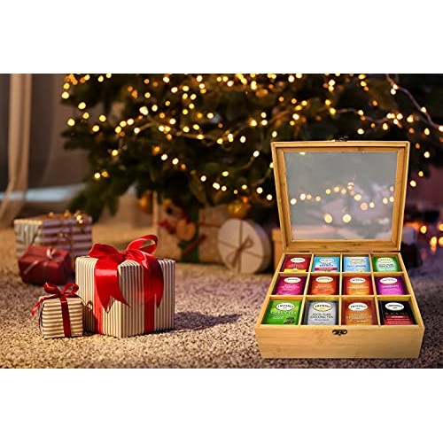 Twinings Tea Bags Sampler In Big Size Bamboo Tea Bag Organizer