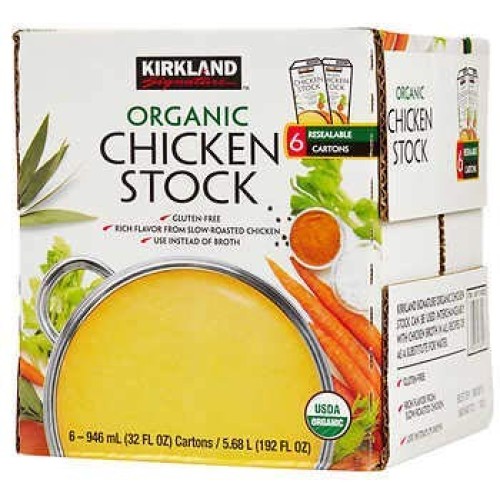 Kirkland Signature Expect More Organic Chicken Stock, 32 Fl Oz,