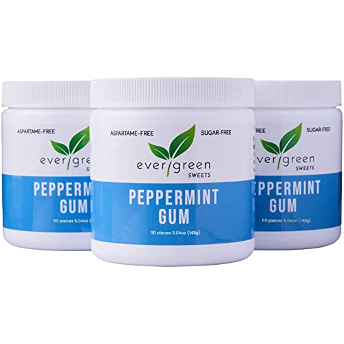 Evergreen Sweets Chewing gum -110 Pieces Jar - Natural Peppermin...