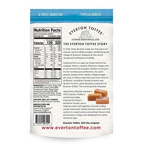 Everton Toffee Butter Toffee Caramels, Sea Salt Flavor 4 Oz. Ba