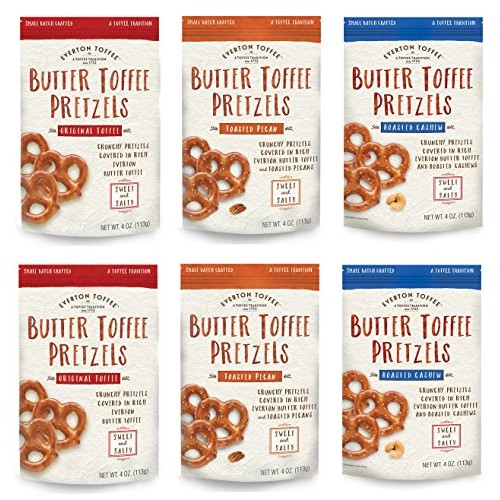 Everton Toffee Butter Toffee Pretzels, Variety Pack 4 Oz. Bag,