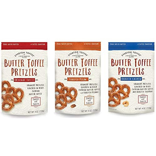 Everton Toffee Butter Toffee Pretzels, Variety Pack 4 Oz. Bag,