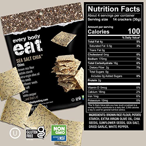 Every Body Eat Snack Thins, Sea Salt And Chia Seeds Flavor, Vega