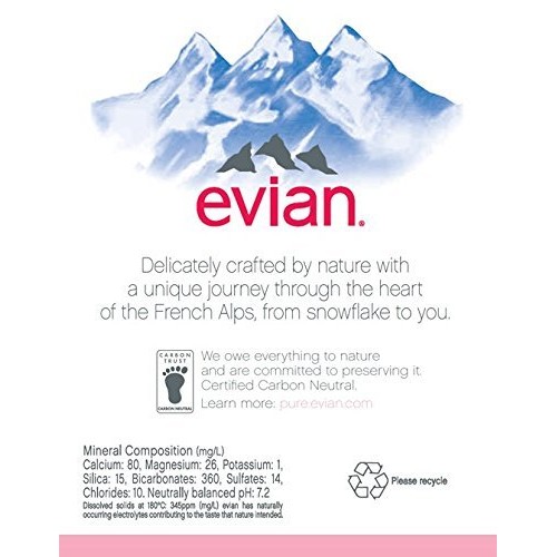 Evian Lop Natural Spring Water Individual 500 Ml 16.9 Oz. Bott