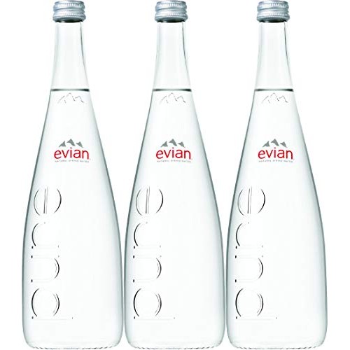 Evian Natural Mineral Water, 25.4 Oz Glass Bottle Pack Of 3 Tot