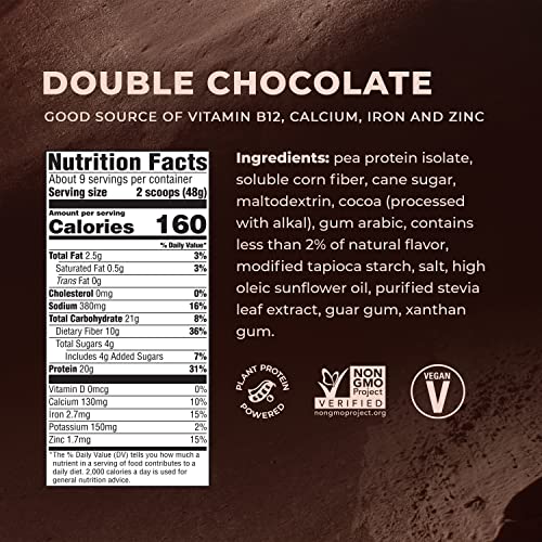Evolve Plant Based Protein Powder, Double Chocolate, 20G Vegan P
