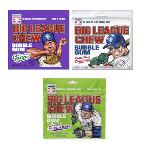 Big League Chew 3 Pack Variety 2.12 oz Bags - Original Bubble Gu...
