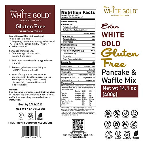 Extra White Gold Gluten Free Pancake &Amp; Waffle Mix – [Kosher] [Gl