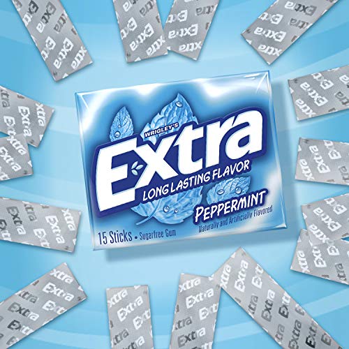 Extra Peppermint Sugar Free Chewing Gum 15 Pieces 10 Pack