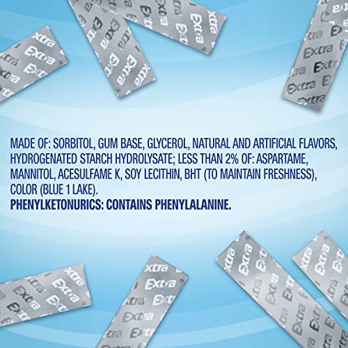 Extra Peppermint Sugar Free Chewing Gum 15 Pieces 10 Pack