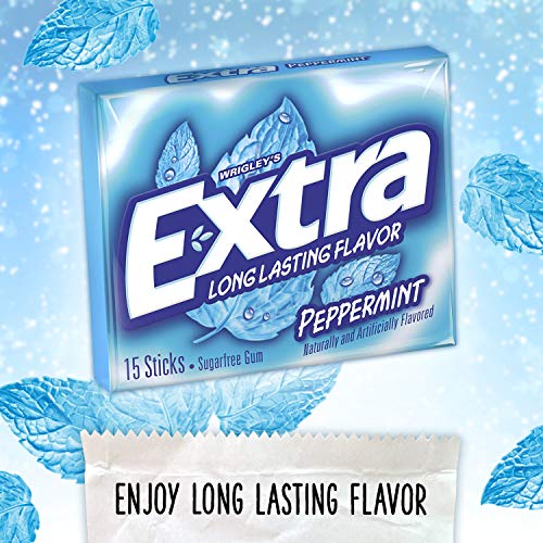 Extra Peppermint Sugar Free Chewing Gum 15 Pieces 10 Pack
