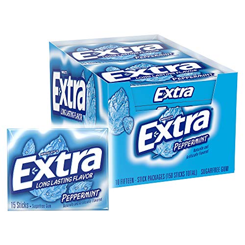 Extra Peppermint Sugar Free Chewing Gum 15 Pieces 10 Pack