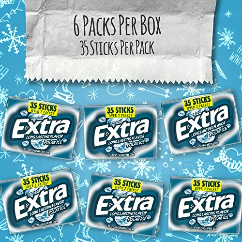 EXTRA Polar Ice Sugarfree Chewing Gum, 35-stick Packs Pack of 6
