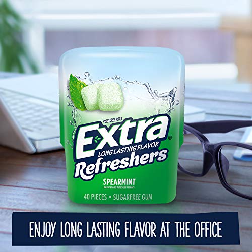 EXTRA Refreshers Spearmint Chewing Gum, 40 Pieces Pack of 4