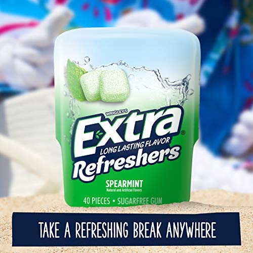 EXTRA Refreshers Spearmint Chewing Gum, 40 Pieces Pack of 4