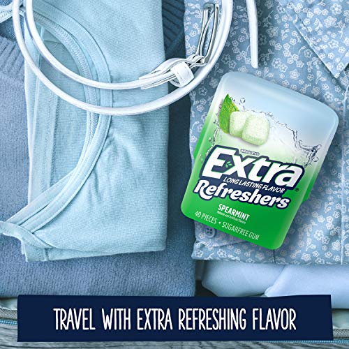 EXTRA Refreshers Spearmint Chewing Gum, 40 Pieces Pack of 4