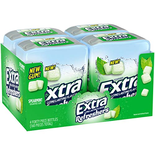 EXTRA Refreshers Spearmint Chewing Gum, 40 Pieces Pack of 4
