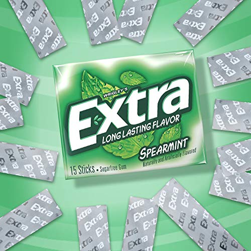 Extra Spearmint Sugarfree Chewing Gum, 15 Count Pack Of 10 Pieces