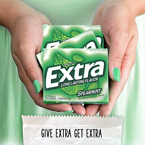 Extra Spearmint Sugarfree Chewing Gum, 15 Count Pack Of 10 Pieces