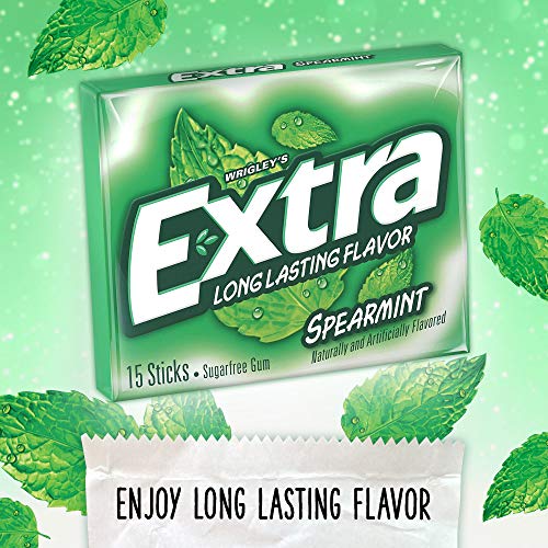 Extra Spearmint Sugarfree Chewing Gum, 15 Count Pack Of 10 Pieces