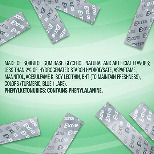 Extra Spearmint Sugarfree Chewing Gum, 15 Count Pack Of 10 Pieces