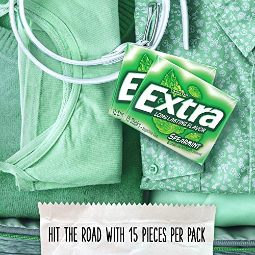 Extra Spearmint Sugarfree Chewing Gum, 15 Count Pack Of 10 Pieces