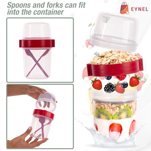 EYNEL 4 Pack On The Go 22 oz Breakfast Cups with Lids and Spoon,...