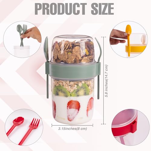 EYNEL 4 Pack On The Go 22 oz Breakfast Cups with Lids and Spoon,...