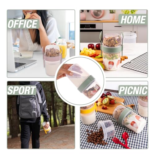 EYNEL 4 Pack On The Go 22 oz Breakfast Cups with Lids and Spoon,...