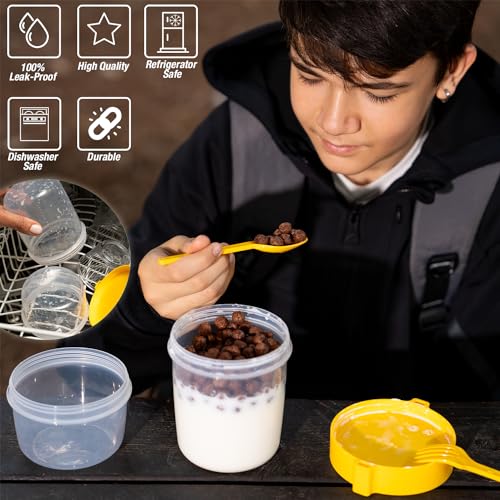 EYNEL 4 Pack On The Go 22 oz Breakfast Cups with Lids and Spoon,...