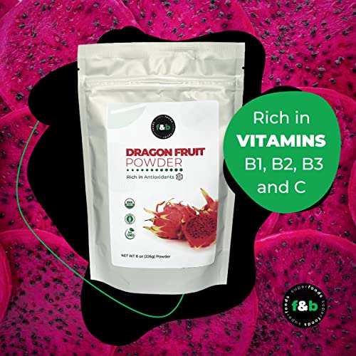 f&b superfoods Dragon Fruit Powder for Baking & Drink 8oz - Pi...