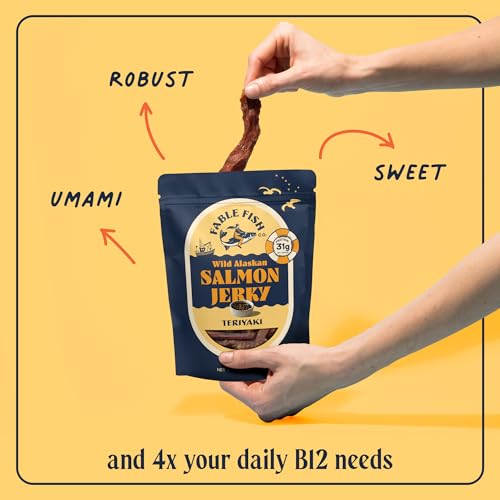 Fable Fish Wild Alaskan Salmon Jerky - Wild Caught Salmon with 3...