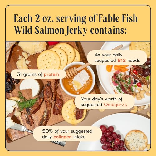 Fable Fish Wild Alaskan Salmon Jerky - Wild Caught Salmon with 3...