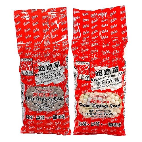 E-Fa Bubble Tea Boba Tapioca Pearl, Rainbow Color And Black 2.