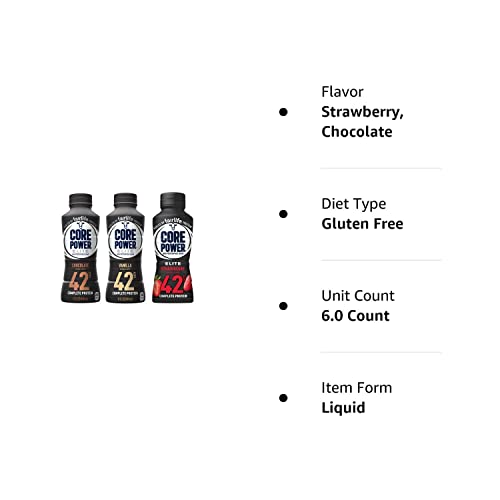 Core Power Elite High Protein Shake 42G, 3 Flavor Variety, Rea