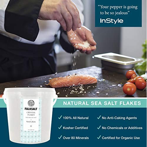 Falksalt Cyprus Organic Sea Salt Flakes Chefs Tub 1.32Lb - Prem