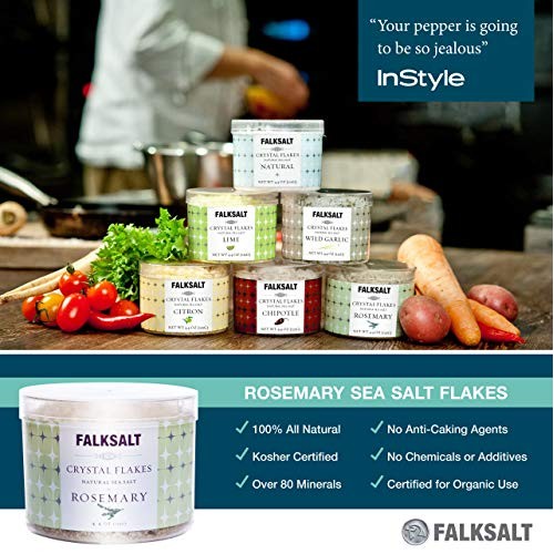 Falksalt Rosemary Sea Salt Flakes - 9 Options - 4.4Oz. Great For