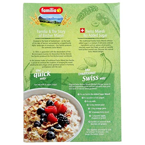Familia Swiss Muesli Cereal, No Added Sugar, 29 Ounce Box, Pack